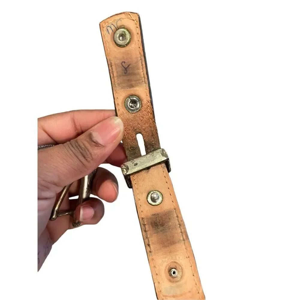 Nocona Leather Belt 45” Braided Horsehair Scallop Silver Buckle Western Cowboy